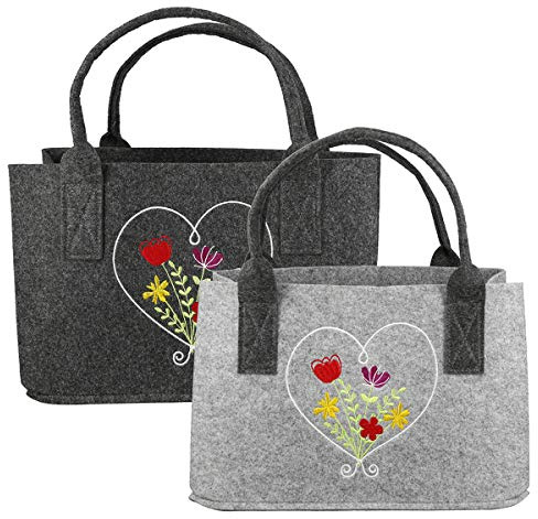 GILDE Filz Einkaufstasche Tasche Filztasche Wildblumenwiese 40 x 27x 25cm