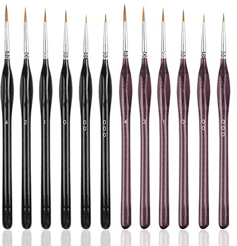 SourceTon Künstlerpinsel-Set, 2 Stück, Malzubehör für Kunst, Aquarell, Acryl, Öl, 6 Stück pro Set, Schwarz und Braun