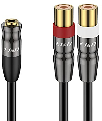 J&D 3.5 mm to 2RCA Kabel, RCA Cable Kupfergehäuse Heavy Duty 3.5mm Weiblich zu 2 RCA Weiblich Stereo Audio Adapter Y Splitter Cinch Kabel, 0.2 Meter
