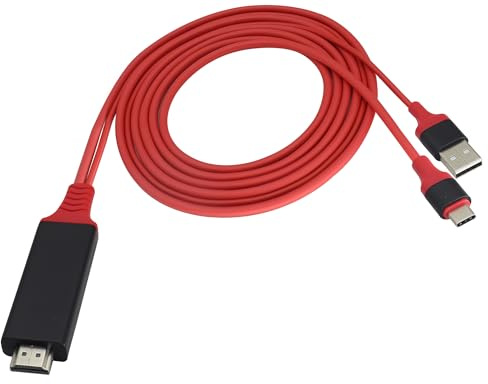 zdyCGTime HDMI ADAPTER MHL ype C 3.1 Cable USB C 3.1 macho + USB 2.0 a macho a HDMI ADAPTER 1080p HD HDTV Mirror， adecuado para teléfonos inteligentes tabletas/HDTV/monitores (2m / Red USB c)
