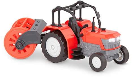 DRIVEN av Battat 62243456792 Micro Rotary Hoe 3 år + liten traktor för barn – ljus och ljud gård låtsaslek realistisk leksaksfordon, röd och grå