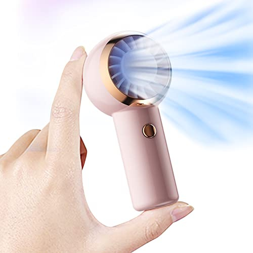 XiaoMuTongABC Mini Handheld Fan Rechargeable, Portable Personal Pocket Fan, 800mAh USB Cooling Fan with 3 Speed Settings for Women, Kids, Home, School, Office, Summer, Low Noise, Last 4-8H (Pink)