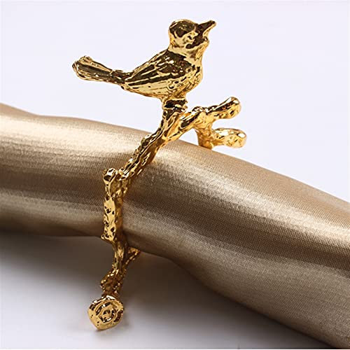 Anelli portatovaglioli 10 pezzi tovaglioli anelli portabicchieri Plum Gold, argento tovagliolo anello asciugamano anello Hotel Western Dinner Table Decorazione Decorazione (Color : Gold bird)