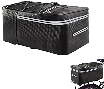 CaiYuanGJ Borsa Posteriore Bicicletta 12L Impermeabile Con Strisce Riflettenti - Ideale Portapacchi per Bici Elettriche, City Bike e Uso Quotidiano