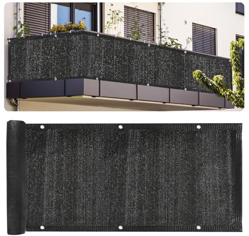PATIKIL 3'x19.7' Patio Privacy Screen for Balcony, Fence Cover for Apartment Railing Netting Mesh Shade Fabric Balcony Cover for Outdoor Deck Backyard Porch, Railing Shield 90% (Black)