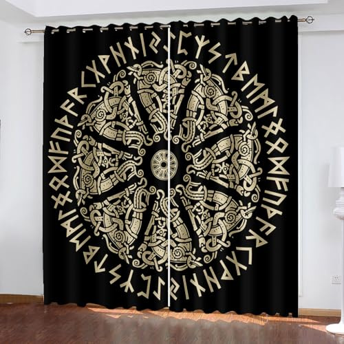 WIKINGER Gardinen ösenschal 2er Set B 220 X H 215 cm 3D Vorhang Blickdicht Kälteschutz Schallschutz Verdunkelung Wärmeisolierende Vorhänge für Wohnzimmer Schlafzimmer