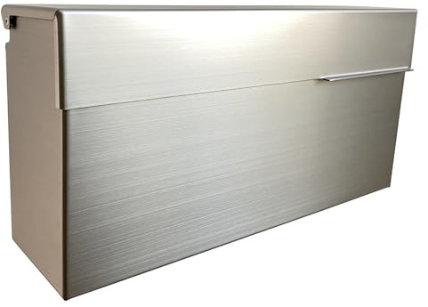 Modern Design Brushed Stainless Steel Mailbox for Walls, Heavy Duty Wall Mounted Mailbox - 14.5'' x 3.75'' x 7.1'' Rust Proof Steel Dropbox with Rainproof Design, Silver