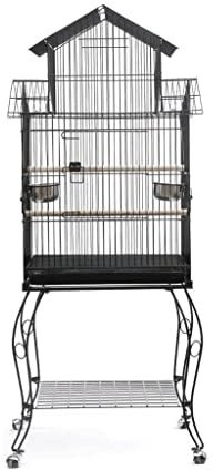 SYSZSYHD Große Vogelkäfige, Metall-Vogelkäfig, mittelgroßer Kleiner Papageien-Flugkäfig, Abnehmbarer Rollständer, Vogelkäfige für mehrere kleine Vögel (schwarz)