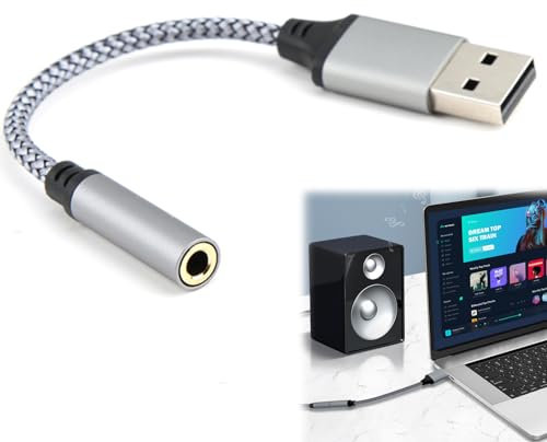 Gments USB to 3.5mm Jack Audio Adapter External Sound Card USB-A to Audio Microphone Jack TRRS Aux Headset Built-in DAC Chip Stereo Converter Compatible with PC Laptop Tablet Headphone PS4
