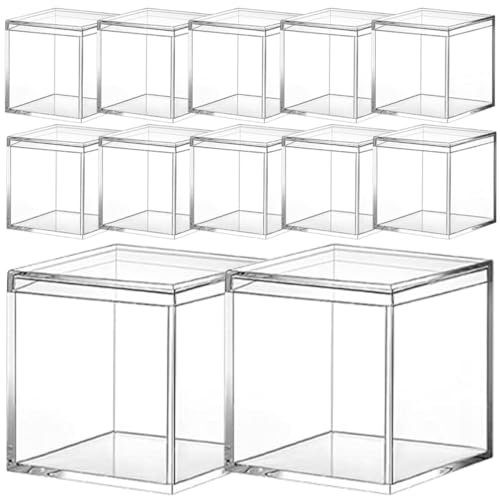 STOBOK 12stücke Transparente Acryl-quadratbehälter Mit Deckel Vielseitige Aufbewahrungsbox Für Süßigkeiten Schmuck Und Kleine Gegenstände