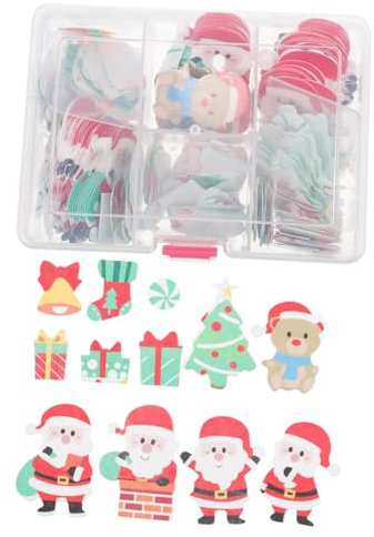 Warmhm 300 Pièces de Topper Édibles pour Gâteaux et de Noël Papier Wafer Édible avec Père Noël, Sapin de, Bonhomme de Neige, Décorations de Fêtes pour Partie à Thème de