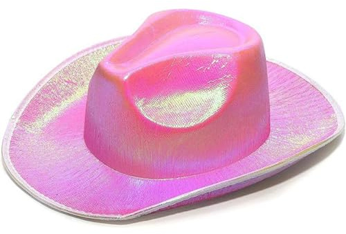 Whakano Glitzer Cowboy Hut,Disco Cowgirl Hut,Cowboyhut Kostüm Accessoires für Erwachsene,Disco Outfit,Kappe Kopfbedeckung für Cosplay Party Halloween Mottoparty Karneval Kostüm Zubehör,Hellrosa