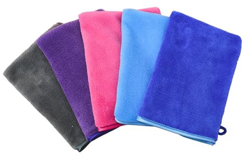 Litinliv 5 Stück Waschlappen Mikrofaser, Waschhandschuhe Körper, Weich, Starke Wasseraufnahme, Waschlappen Gesicht, Bad-Spa-Tuch, 20 x 15cm (5 Farben)