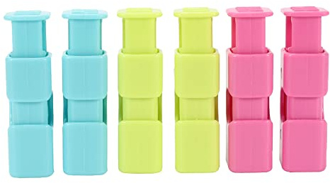 Uxsjakjsd Squeeze Bread Bag Clips, Bag Cinches, Bagel Bag Clips, Slip Grip Easy Squeeze & Lock, Assorted Color, 6 Pack