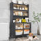LKPMGOA Alacena Cocina con Puertas y Estantes, Alacena de Cocina Aparador de Metal de 6 Niveles, Armario de Cocina Alto, con 12 Ganchos(Black,80cm)