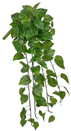 Briful Plante artificielle suspendue Pothos – Vigne artificielle réaliste Scindapsus - Environ 90 cm - Plante décorative pour mur, salon, étagère et intérieur