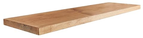 Fox & Grain Rustic Floating Wood Shelf, Wall-Mounted Storage -100cm