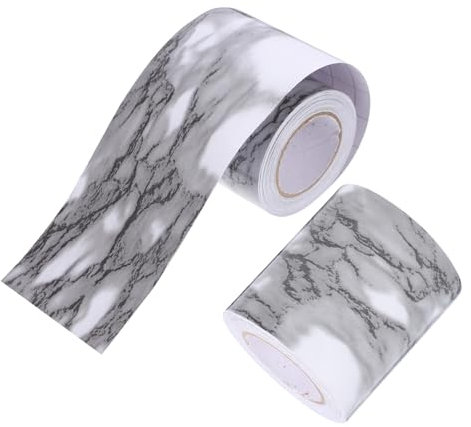 Holibanna Selbstklebende Marmor Sockelleisten Flexible PVC Wandverkleidung für Schlafzimmer Balkone und Hohe Haltbarkeit 2 Rollen