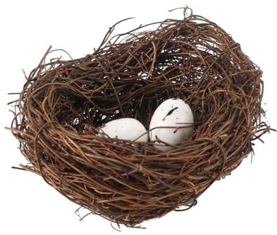 zalalti Artificial Birds Nest Simulated Bird Nest with 2pcs Faux Eggs Handmade Crafts for Easter Garden Yard Home Party Decoration-10cm
