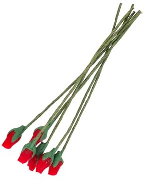 GLEAVI 1set Miniature Rose Buds Decor Simulation Flower Ornaments for Cute Aesthetic Home Decorations for Dollhouses and Playtime 6pcs