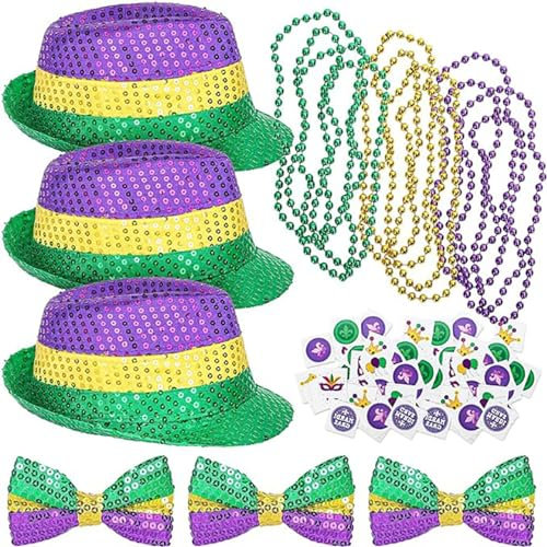 THINCAN Mardi Gras Celebration Kostümhut Masquerade Festival Thema Party Pailletten Fedora Hat Carnival Party Accessoires