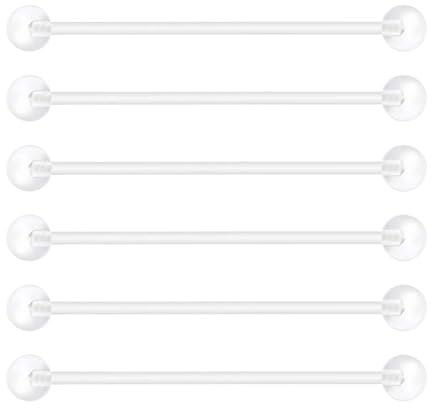 Gojewen 6er Plastik Industrial Piercing Flexibel Kunststoff 32/35/38mm Acryl Bioflex Ohr Piercing Retainers