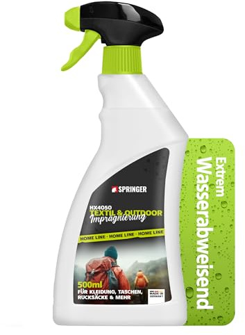 SPRINGER HX4050 Textil-Imprägnierung 500 ml, wasserdicht | Made in Germany | Imprägnierspray für Kleidung & Schuhe | hält Textilien wasserdicht | atmungsaktiver Langzeitschutz