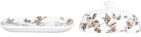 CLISPEED Beurrier Porcelaine Blanche avec Couvercle Plat de Service Multifonction Élégant pour Dessert et Beurre Style Européen Romantique