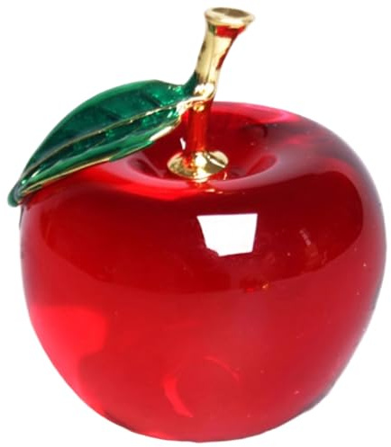 Muzrunq Figurine de Pommes en Cristal 2, 4 Pouces, Pommes Rouges à Collectionner, décor de Fruits artificiels, Figurines en Cristal Fruits en Verre artificiels Qui ressemblent à Un Vrai décor