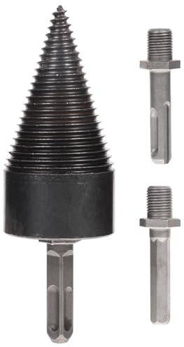 DEARMAMY Wood Drill Bit Cones Steel Firewood Log Splitter Drill Bit with Removable Hex Shank Handles for Oak Walnut Sycamore Wood Splitting at Home and Outdoor