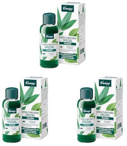 Kneipp Erkältungsbad SPEZIAL – Arzneibad - Befreit die Atemwege und erleichtert das Abhusten – Mit Eukalytpusöl und D-Campher -100ml (Packung mit 3)