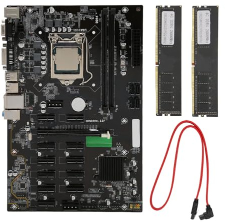 Denash Ensemble Carte Mère B250B avec Processeur G3930, Mémoire DDR4 8 Go, Prise en Charge Multi-Graphiques, Ports USB VGA DVI, pour PC de Jeu et Calcul Haute Performance
