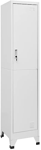 Yisssmeng Stahl-Schließfachschrank 38×45×180 cm, grau, abschließbar, mit Kleiderstange & Namensschild, für Büro, Fitnessraum, Schule, Home Gym