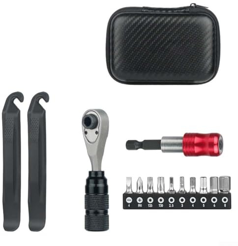 MeevrgR Kit de réparation de vélos – Clé à cliquet multifonction et démonte-pneus avec boîte de rangement, outils en acier et alliage d'aluminium pour un entretien rapide du vélo
