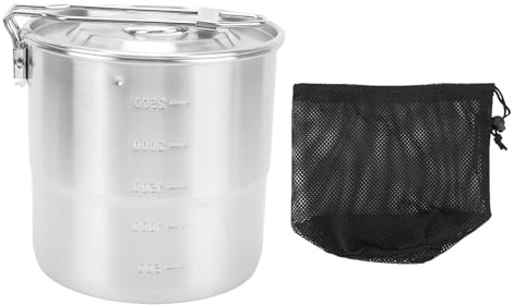 Olla de cocina para acampar Olla arrocera multifuncional portátil de acero inoxidable 304 de primera calidad Olla colgante para acampar al aire libre Senderismo Picnics Utensilios (Mango único)