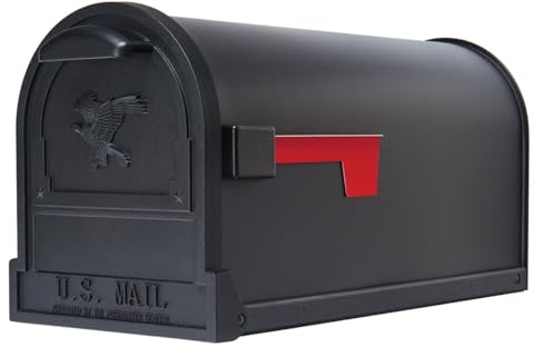 Architectural Mailboxes Arlington™ Heavy duty Steel Metal Post Mounted Mail Box for outside, Black, Large USPS Approved Curbside Mailbox