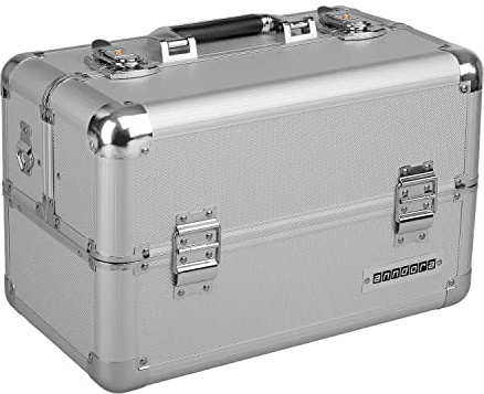anndora Beauty Case Kosmetikkoffer - Stilvoller Schmuckkoffer, Schminkkoffer mit robustem Aluminiumrahmen, Nähkoffer, Verstellbare Fächer, für Make-up, Schmuck & Zubehör, mit Schlüssel abschließbar