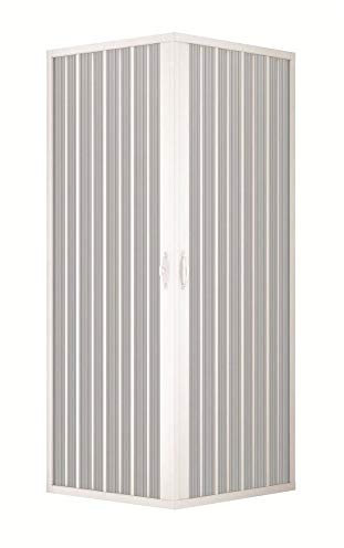 Mampara ducha en PVC con apertura angular con dos puertas plegables - 2 lados - 70 x 70 cm, H 185 cm - Blanco