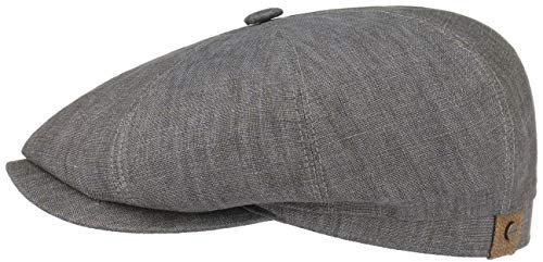 Stetson Hatteras Flat Cap Leinen Damen Herren Baumwollfutter UV 40+ Schirmmütze Frühjahr Sommer grau 60 cm