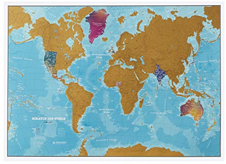 Rubbeln Sie die Welt Aquarellkarte – Rubbel-Weltkarten-Poster | Maps International - Detaillierte Kartografie: 58,4 x 83,8 cm