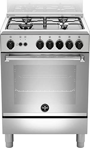 Bertazzoni La Germania Americana AMN664GXV - Cocina (Cocina independiente, Acero inoxidable, Botones, Giratorio, Negro, Frente, Encimera de gas)