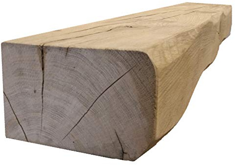 Celtic Timber Solid French Oak Air-Dried Beam Floating Shelf - Fireplace Mantle with Planed & Sanded Finish - Rustic Home Decor - Wood Mantle with Heavily Worked Appearance - 9x5x5 Ft Length