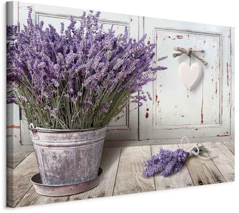 murando - Leinwandbild Blumen Holzoptik Vintage, 120x80 cm, 1-teilig | Hochwertige Leinwand, sofort aufhängbar, ideal fürs Wohn- oder Schlafzimmer, wasserfest und lichtecht, langlebig, stilvoll