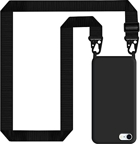 Genrics Handykette Hülle für iPhone 8/iPhone 7/iPhone SE 2020, iPhone SE 3 2022 Hülle, Silikon Hülle Necklace Handyhülle mit Abnehmbar Kordel zum Umhängen Schutzhülle mit Band, Schwarz
