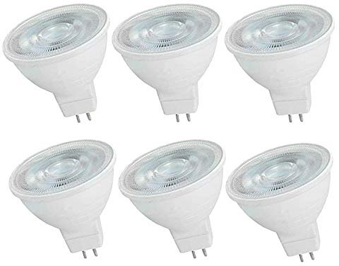 OUGEER 6 lampadine LED MR16 6 W AC 220-240 V LED GU5.3, equivalente a 60 W MR16, luce bianca fredda 6000 K MR16, faretto LED GU5,3, 600 lumen, non dimmerabili