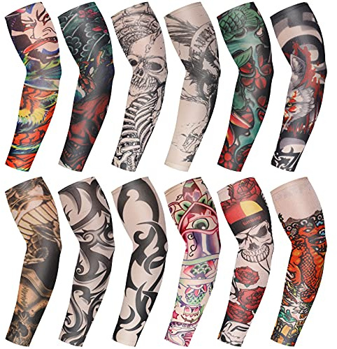 BBTO 12 Stück Tattoo Ärmel Set Gefälschte Sonnencreme Armlinge