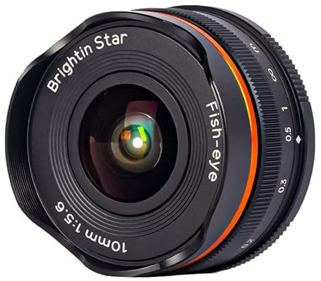 Brightin Star 10mm F5.6 Fisheye Lens for Canon EOS-M Mount Mirrorless Cameras, Manual Focus Prime Ultra-Wide Angle APS-C Lens Fit for M6, M50, M5, M3, M200, M10, M100, M, M2 (Black)
