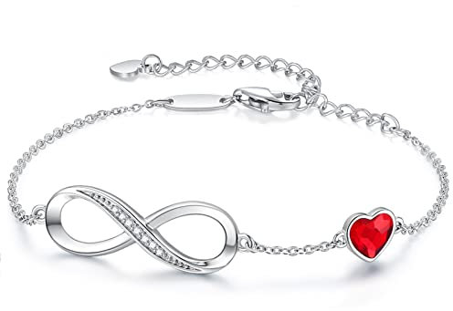 Infinity Armband Damen 925 Sterling Silber Rosegold or Edelstahl, Unendlichkeit Herz Armbänder Kristallen Armkette Valentinstag Muttertag Geburtstags Weihnachten Geschenk für Sie Frauen Freundin mama