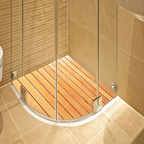Zhaomi Caillebotis de Douche Naturel/Tapis de Douche,Baignoire Antidérapant,Caillebotis Douche ?Bois,Tapis de Bain de Douche,avec Pieds Antidérapants,Usage Intérieur et Extérieur (50x40cm/20x15.7in)