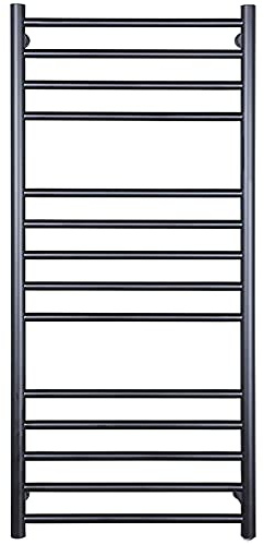 APUM Heated Towel Rack, Electric Bathroom Radiator Towel Warmer,Electric Heated Towel Rack Wall Mounted, 304 Stainless Steel Energy Efficient 162W Heated Towel Rail (Black Plug in)